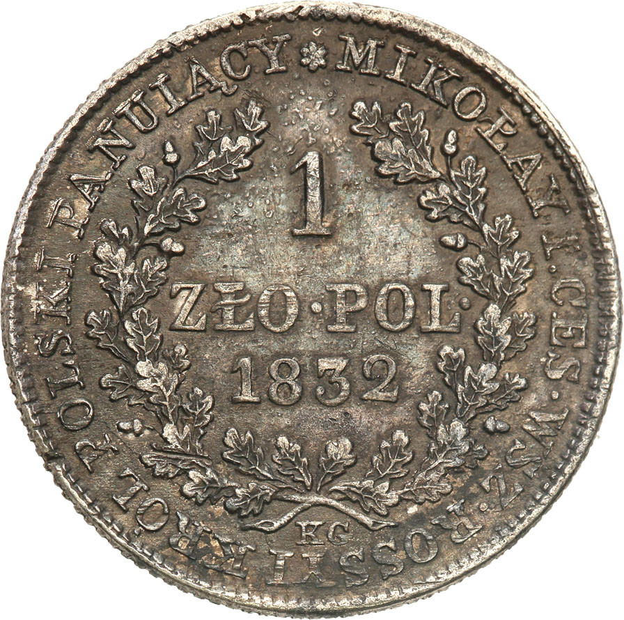Królestwo Polskie. Mikołaj I. 1 złoty 1832 KG, Warszawa